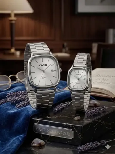 Elegant dizaynli premium juftlik qo‘l soati — qora metall remeshokli klassik model