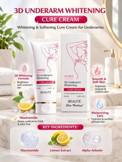 3D Underarm Whitening Cure Cream — qo'ltiq osti va tana uchun oqartiruvchi krem 100 ml