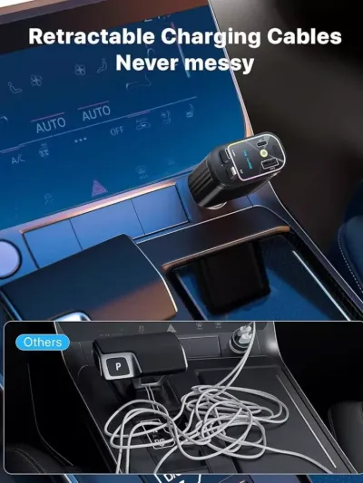 Starlight Retractable Car Charger — yulduzli yoritgichli 4 in 1 tezkor avtomobil zaryadlovchisi