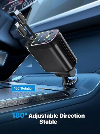 Starlight Retractable Car Charger — yulduzli yoritgichli 4 in 1 tezkor avtomobil zaryadlovchisi